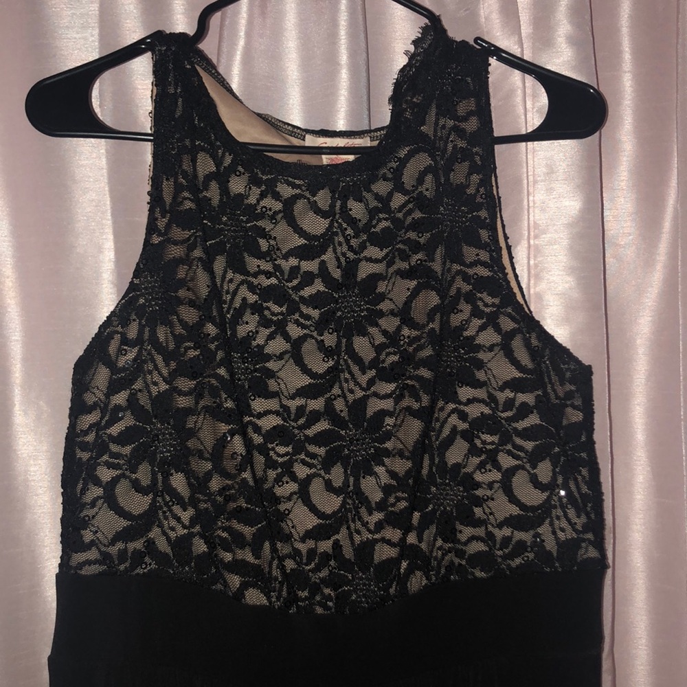 Very pretty black and beige prom dress with lace